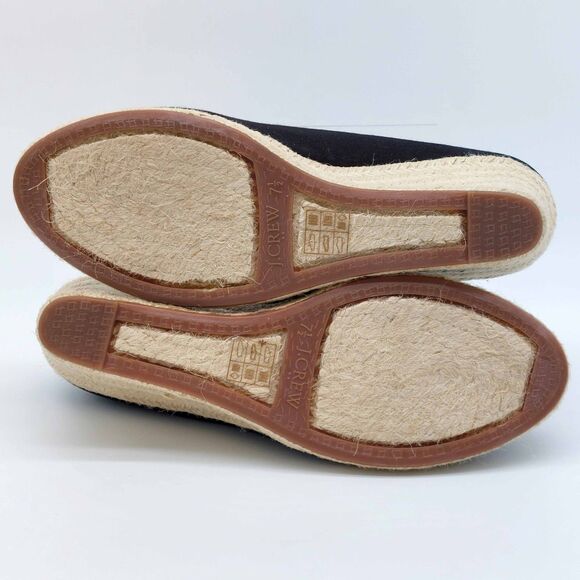 J.Crew Black Canvas Espadrille Wedge Heels Size 7.5 - Picture 6 of 10